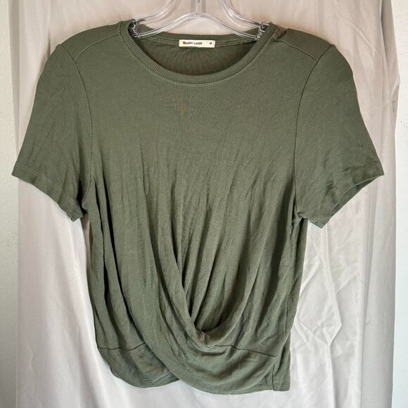 Marine Layer Womens Top M Green Lexi 10216 Twist Front Shirt Stretch Casual - Picture 10 of 10